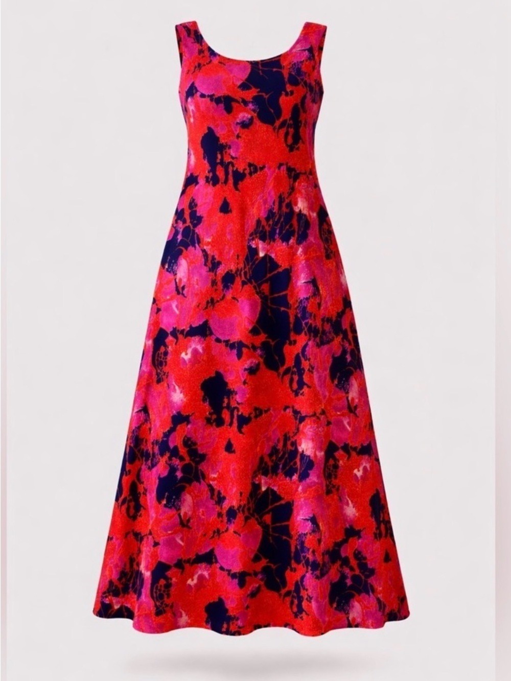 Vintage 70s maxi dress Medium Round neck sleeveless Neon Mod Retro
